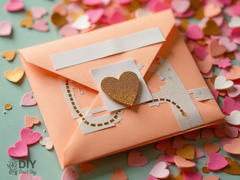 Handmade birthday card with map and mini envelope showing easy creative design idea.
