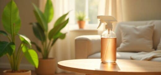 DIY homemade air freshener with fabric softener in a spray bottle for fresh scent