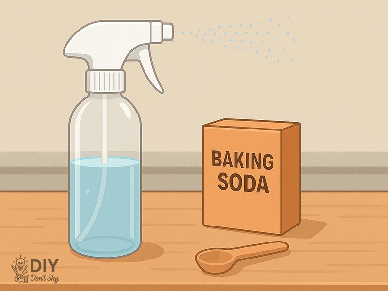 Pour two cups of warm water into your spray bottle. Add 1–2 tablespoons of fabric softener. Warm water helps blend everything better.