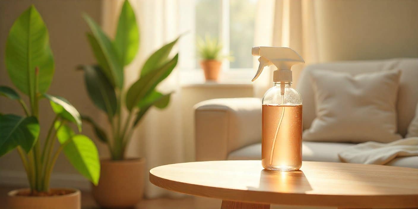 DIY homemade air freshener with fabric softener in a spray bottle for fresh scent