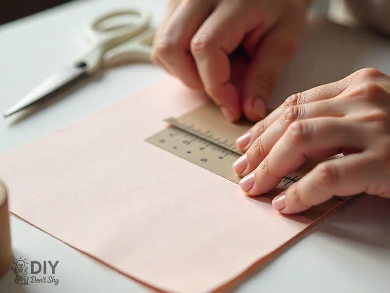 Hands aligning layered paper and trimming edges for a polished handmade card.