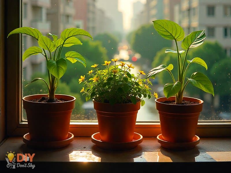 Different DIY plant watering methods for keeping houseplants alive during vacation.