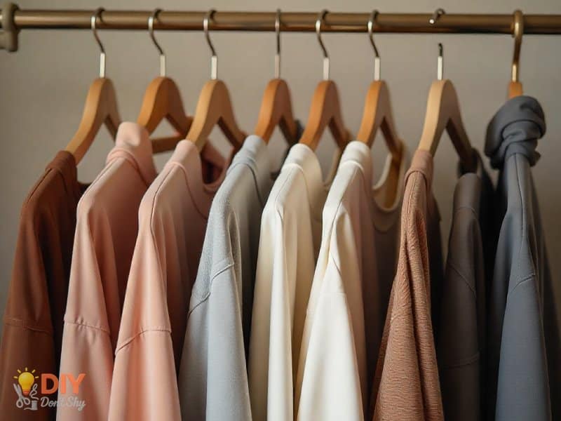Closet rail with slim velvet hangers and cascading hanger showing how to save space and keep clothes neat.