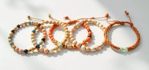Collection of handmade bracelets made with beads and strings in various styles