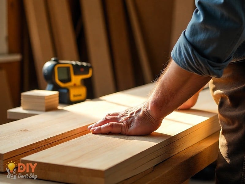 Preparing wood for cutting board making by acclimating planks and sanding the surface.