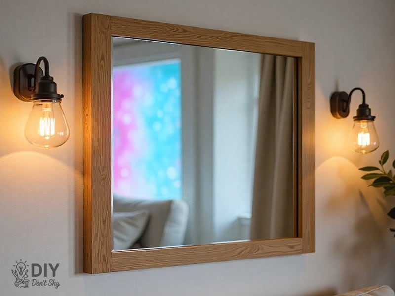Wooden DIY rectangle mirror frame with classic oak finish