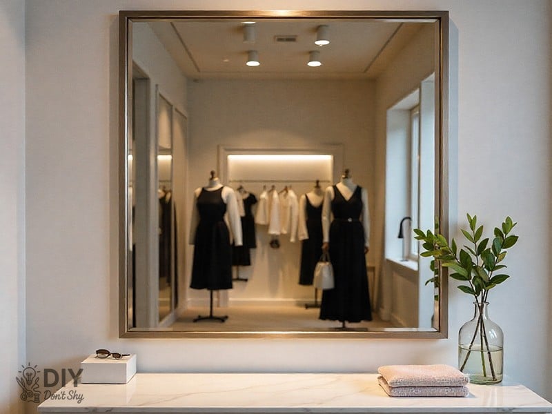 Modern rectangle mirror with minimalist brushed metal frame