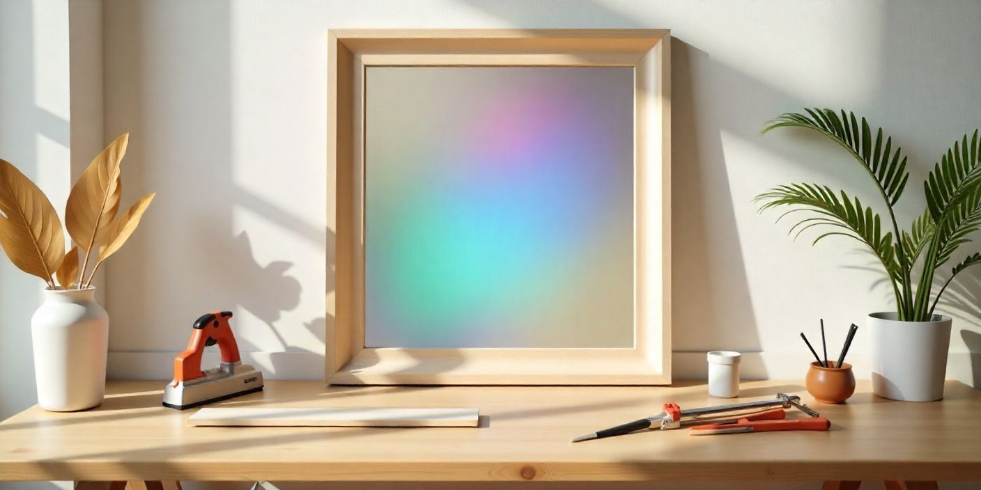 DIY rectangle mirror frame project with tools and materials ready for crafting
