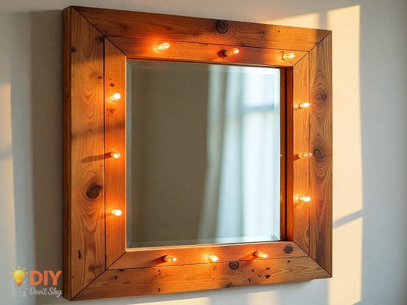 Upcycled pallet wood mirror frame with rustic eco-friendly design