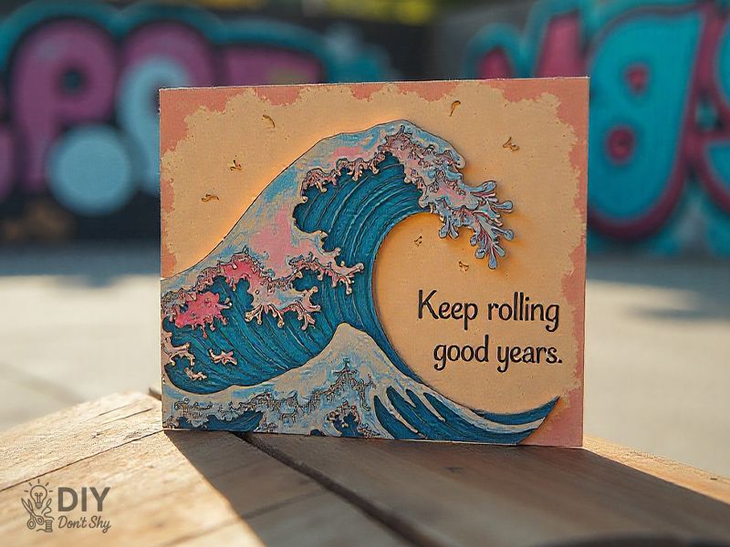 Hiking-inspired DIY birthday card with contour lines and trail marker for best friend.