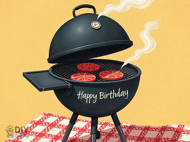 Handmade grill-themed birthday card for dad with interactive lid design.