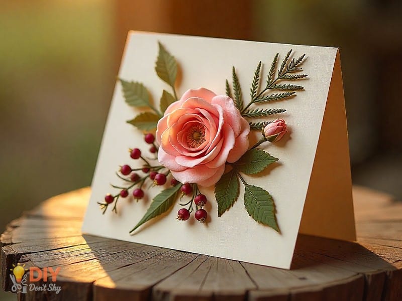 Finished paper flower birthday card with lifted center for texture.