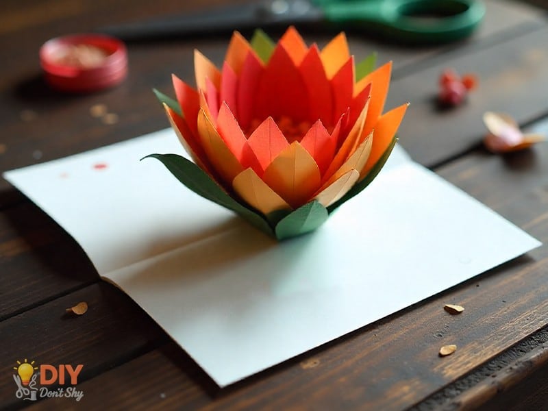 Floral pop up birthday card for her with folded paper bouquet