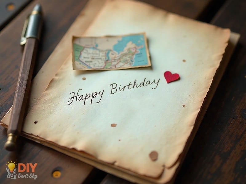 Map memory birthday card for her with heart on special location