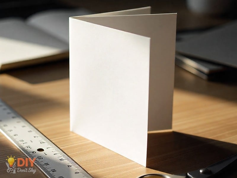 Folded white card stock to start making a vertical handmade birthday card.