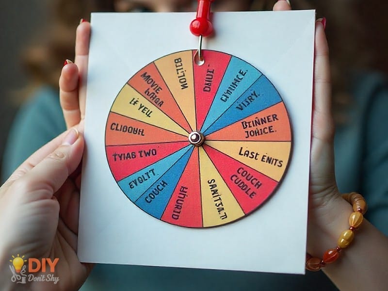 Valentine’s spin-the-wheel card with playful love prizes