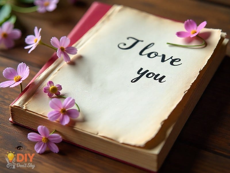 Handmade blackout poem Valentine’s card with hidden romantic message