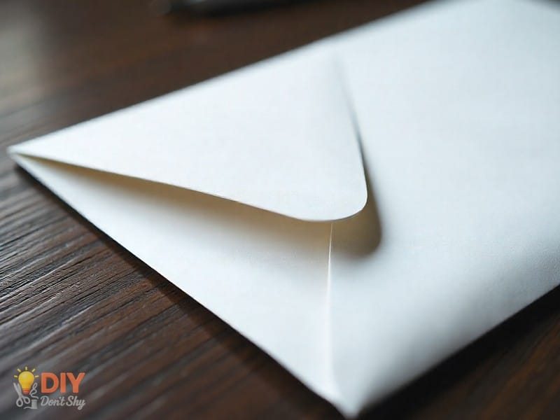 Folding down the top flap of a paper envelope made without glue.