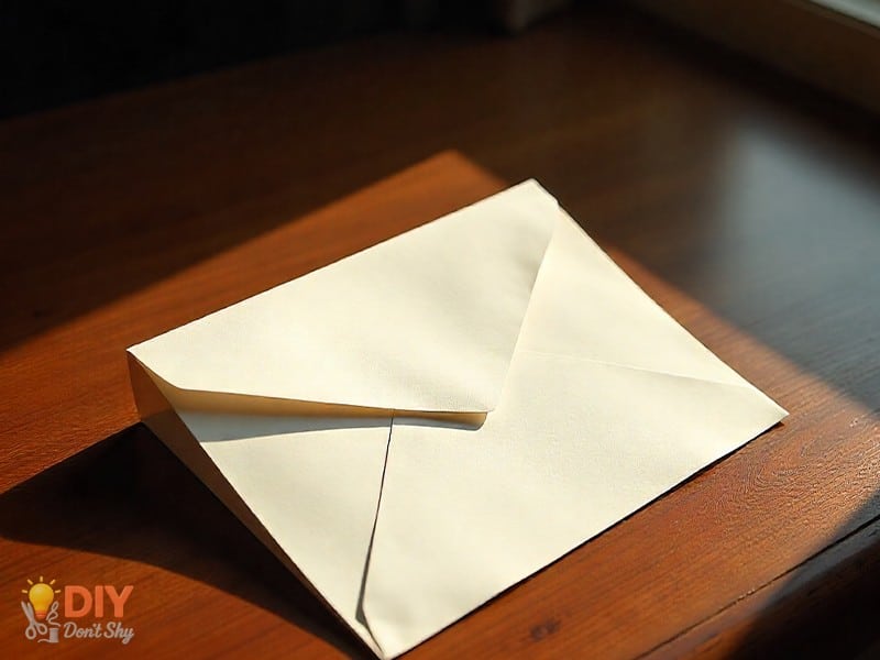 Alt text: Folding the left corner over the right fold to form an envelope.