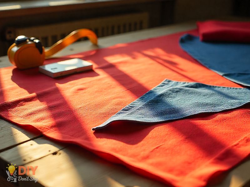 Fabric panels cut for sewing a tote bag with flat bottom.