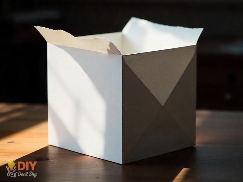 Paper flaps lifted upward to create the walls of a paper box.