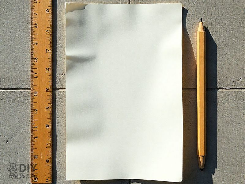 Rectangle paper positioned vertically for envelope folding.