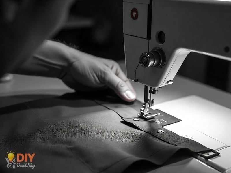 Sewing strong fabric handles for tote bag.