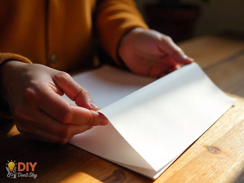 Folding rectangle paper in half lengthwise for paper hat.