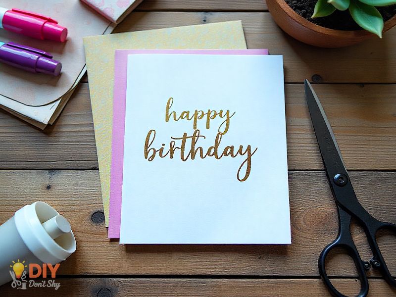 Wife giving her husband a handmade birthday card at the kitchen table.