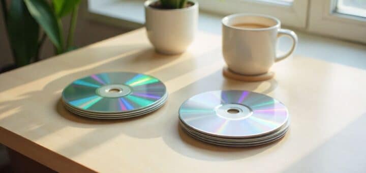 CD Craft Ideas For Adults showing modern home decor made from reused CDs