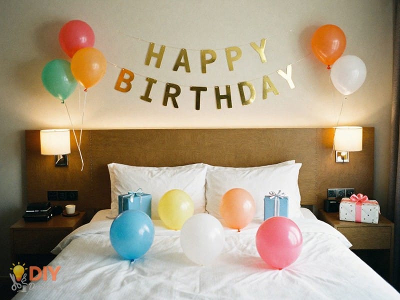 Final touch decoration image showcasing decorate a hotel room for birthday review and refine the setup.