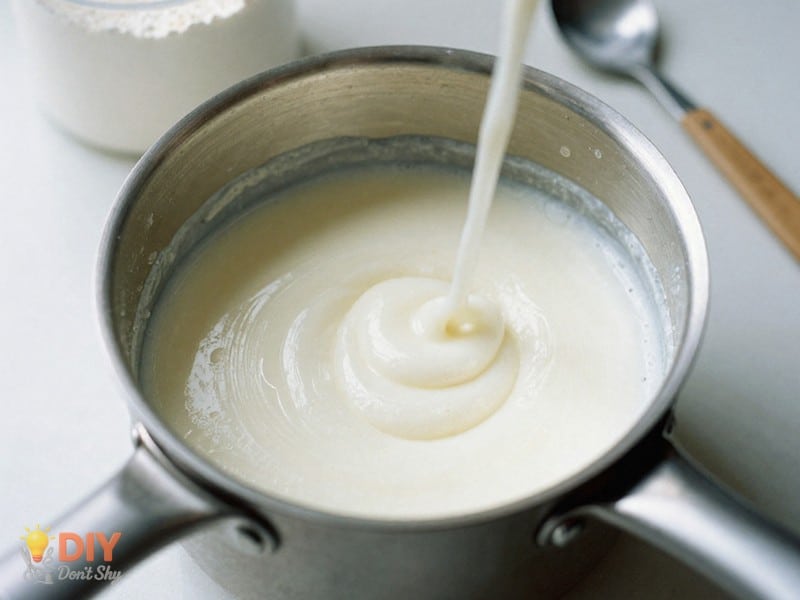 Homemade Mod Podge Using Cornstarch prepared on a stovetop with simple kitchen tools