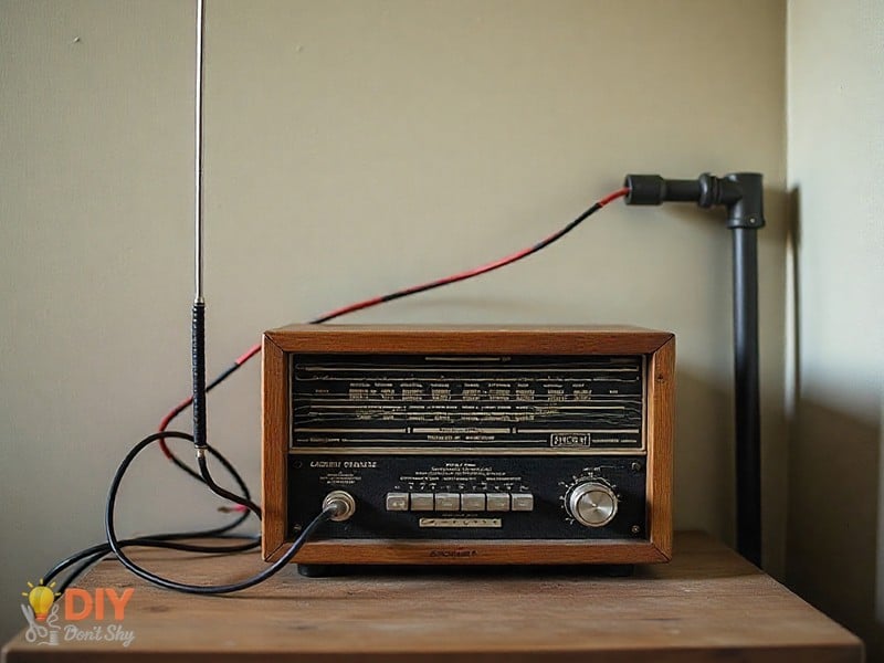 Close-up DIY experiment scene highlighting how to make a radio out of a penny for beginners.