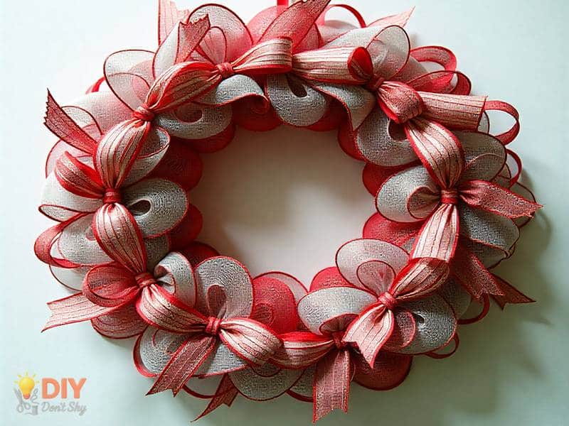 How To Make A Valentine Wreath With Ribbon using patterned ties