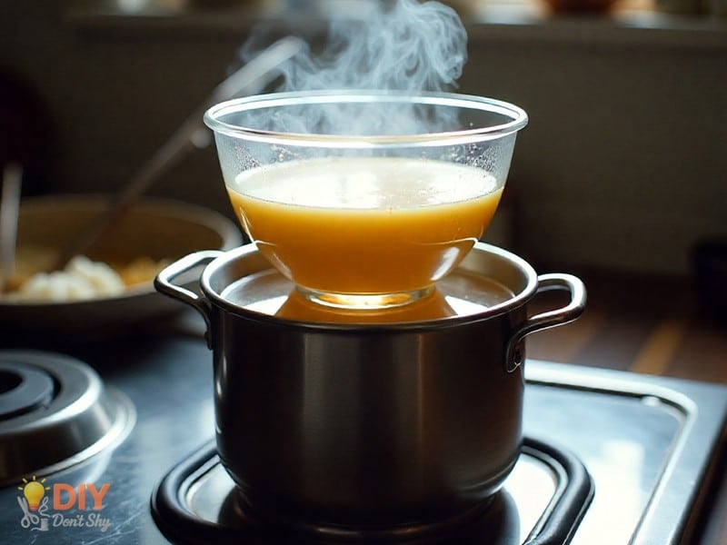 How To Melt Candle Wax Safely using a double boiler method