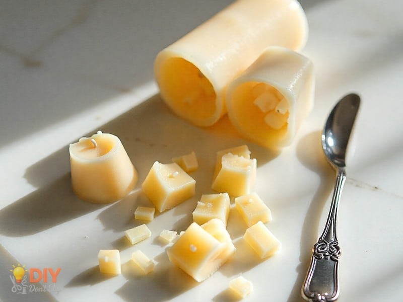 How To Prepare Old Candles For Reuse with wax pieces and removed wicks