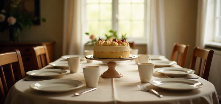 Birthday party table decoration for adults with simple and clean setup