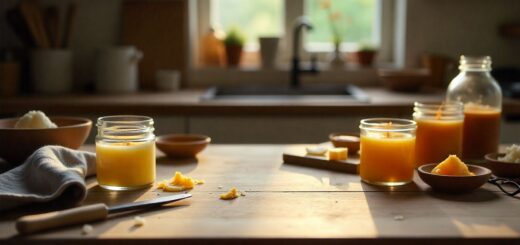 Old candles prepared for reuse with simple tools on a clean home workspace