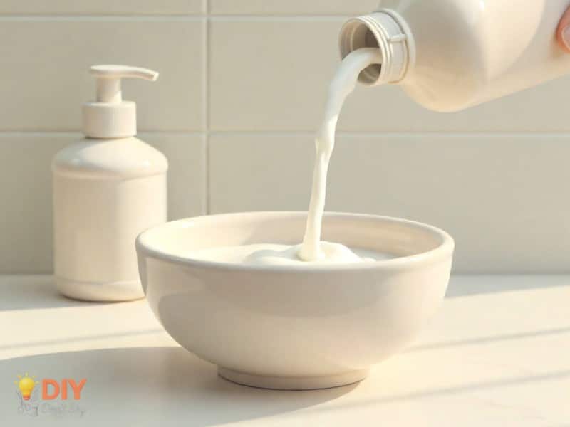 Small bowl with shampoo being poured in to start making slime.