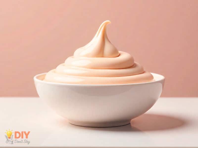 Bowl of slime resting for five minutes to stabilize after mixing shampoo and salt.