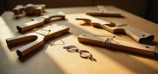 homemade slingshot made with household items like cardboard rubber bands and popsicle sticks