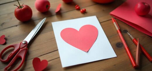 Handmade Valentine card created with paper, pen, and simple supplies