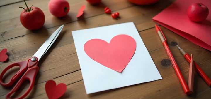 Handmade Valentine card created with paper, pen, and simple supplies