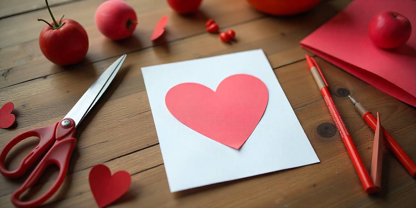 Handmade Valentine card created with paper, pen, and simple supplies
