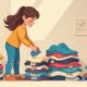 What to do with old clothes that cannot be donated realistic home sorting scene