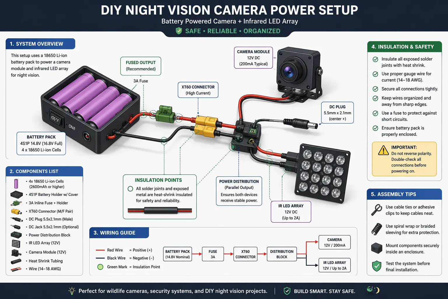 Battery pack powering DIY digital night vision goggles components