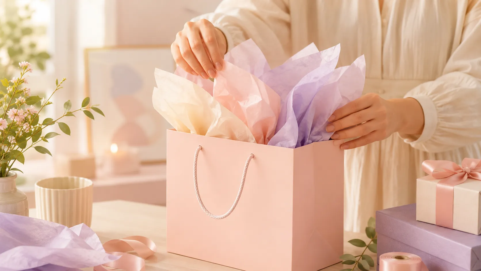 How to Wrap a Gift Bag with Tissue Paper