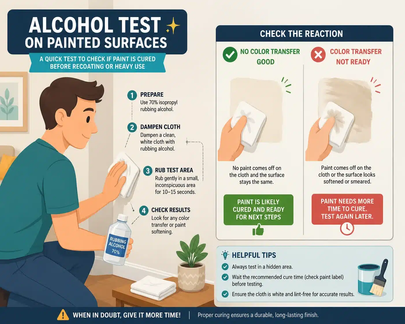 Illustrated alcohol test for identifying oil-based paint