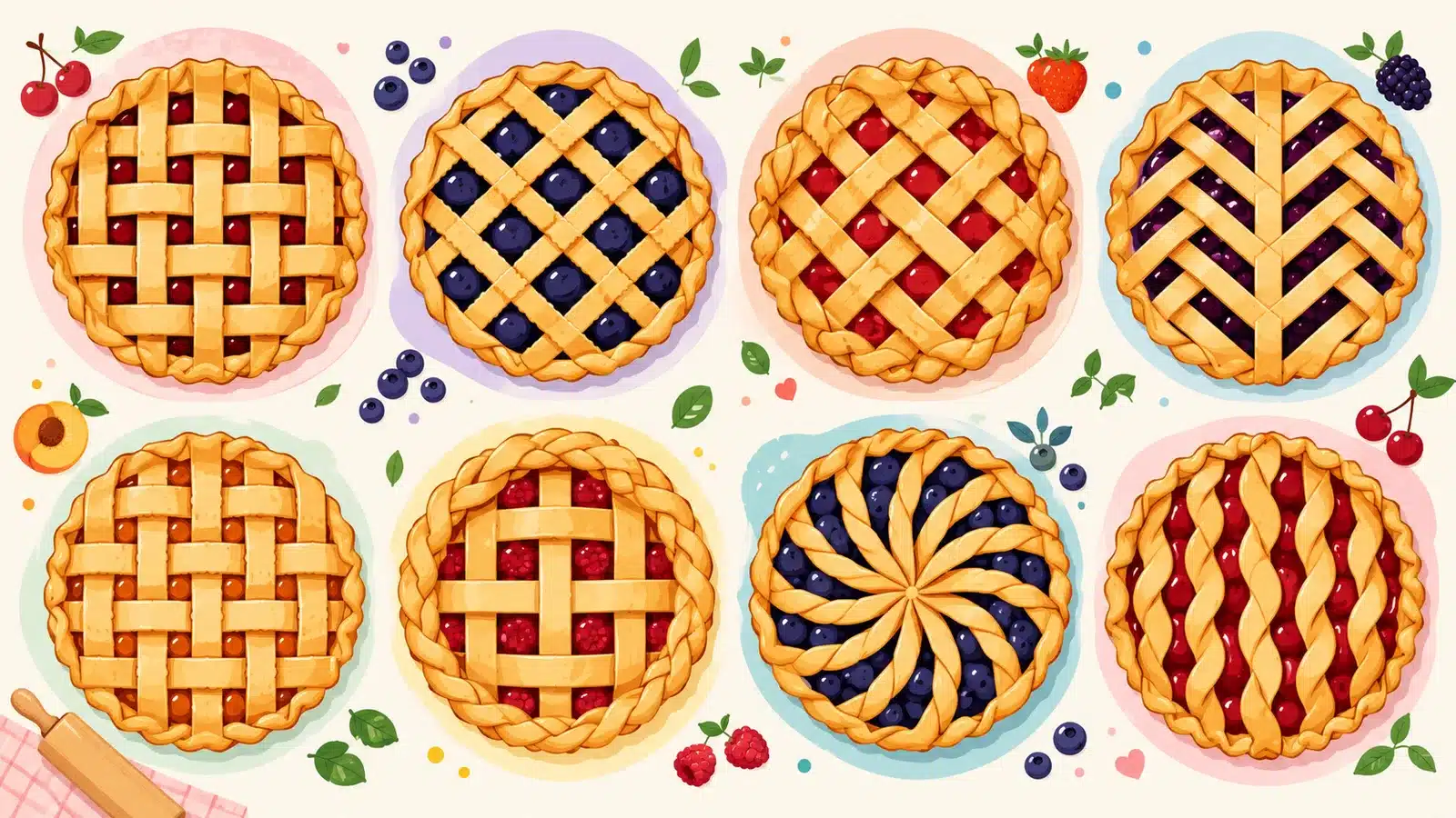 Decorative lattice pie crust styles and creative patterns