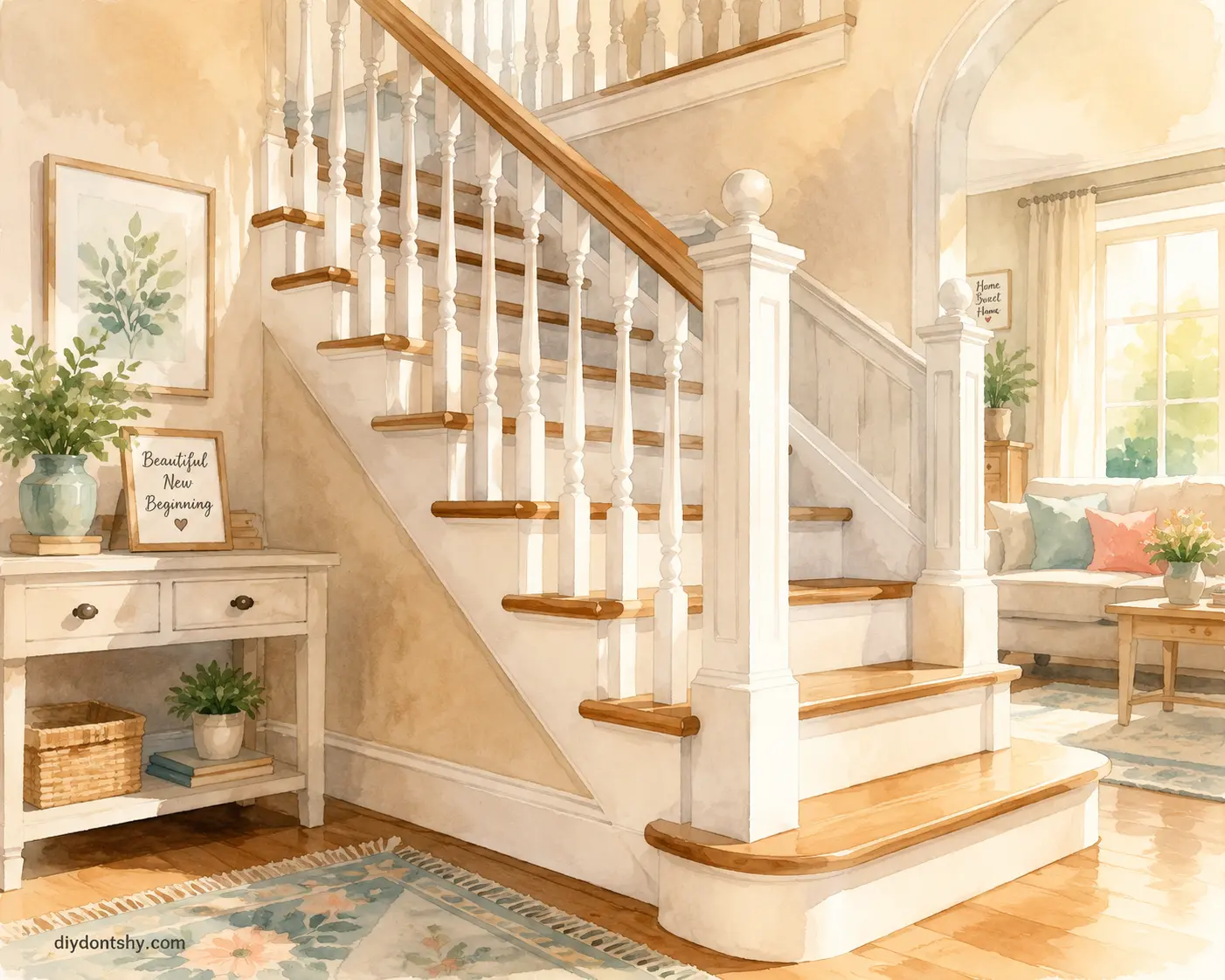 Finished painted staircase spindles with durable smooth coating